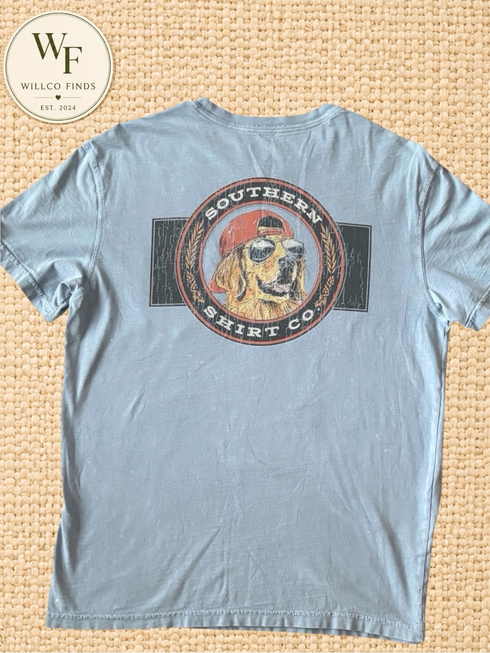 The Southern Shirt Co Golden Retriever Dog Pocket T-Shirt Blue Men’s Small